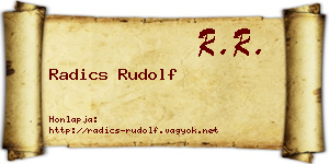 Radics Rudolf névjegykártya